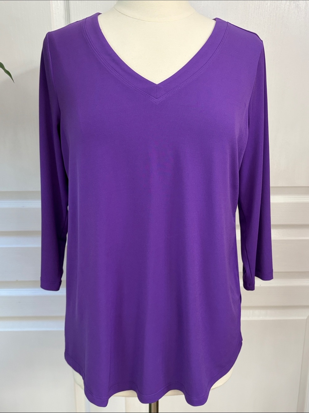 Susan Graver Modern Essentials Regular Liquid Knit Tunic ~ Plum Purple